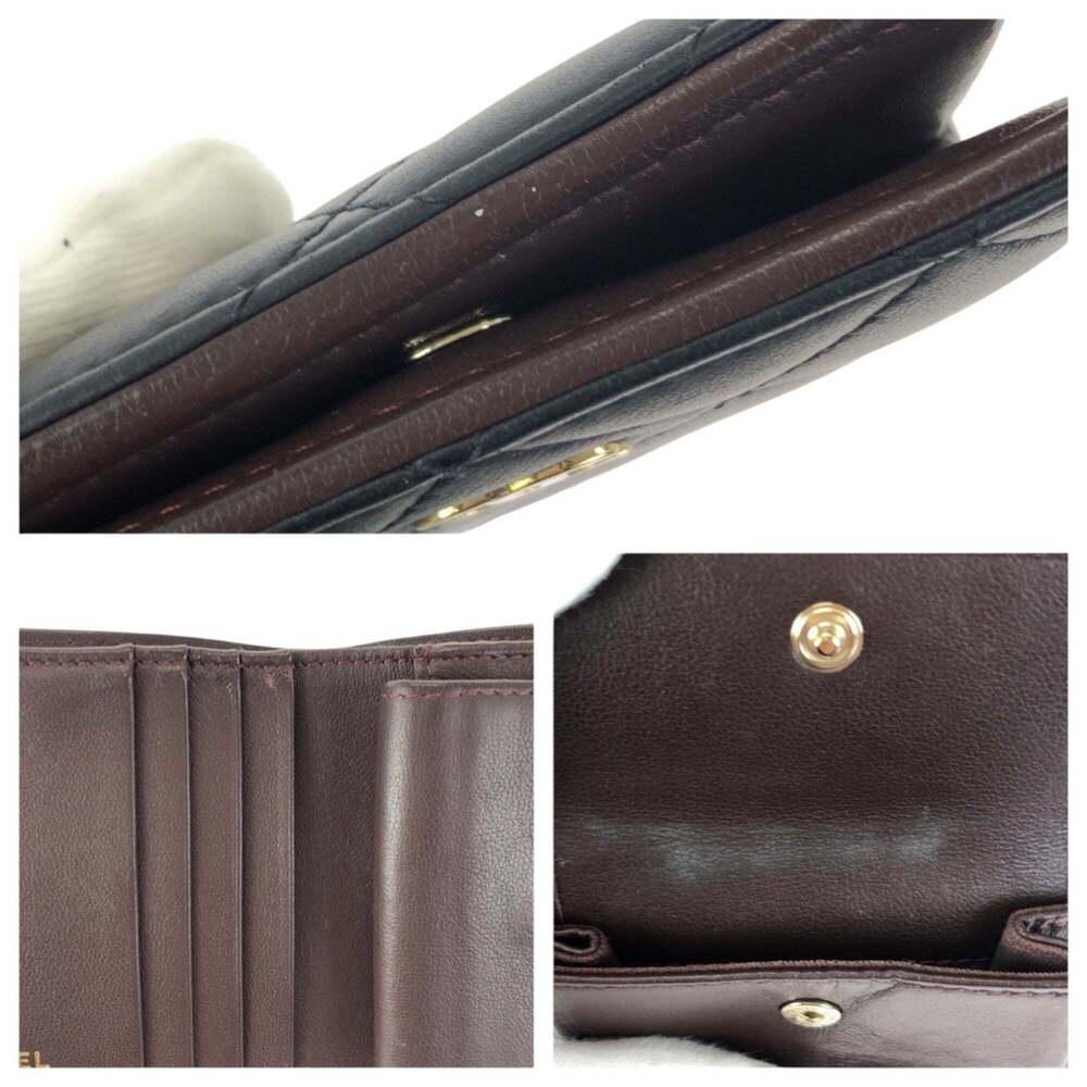 CHANEL Authentic Black Lambskin Leather Logo Wallet - Picture 7 of 10